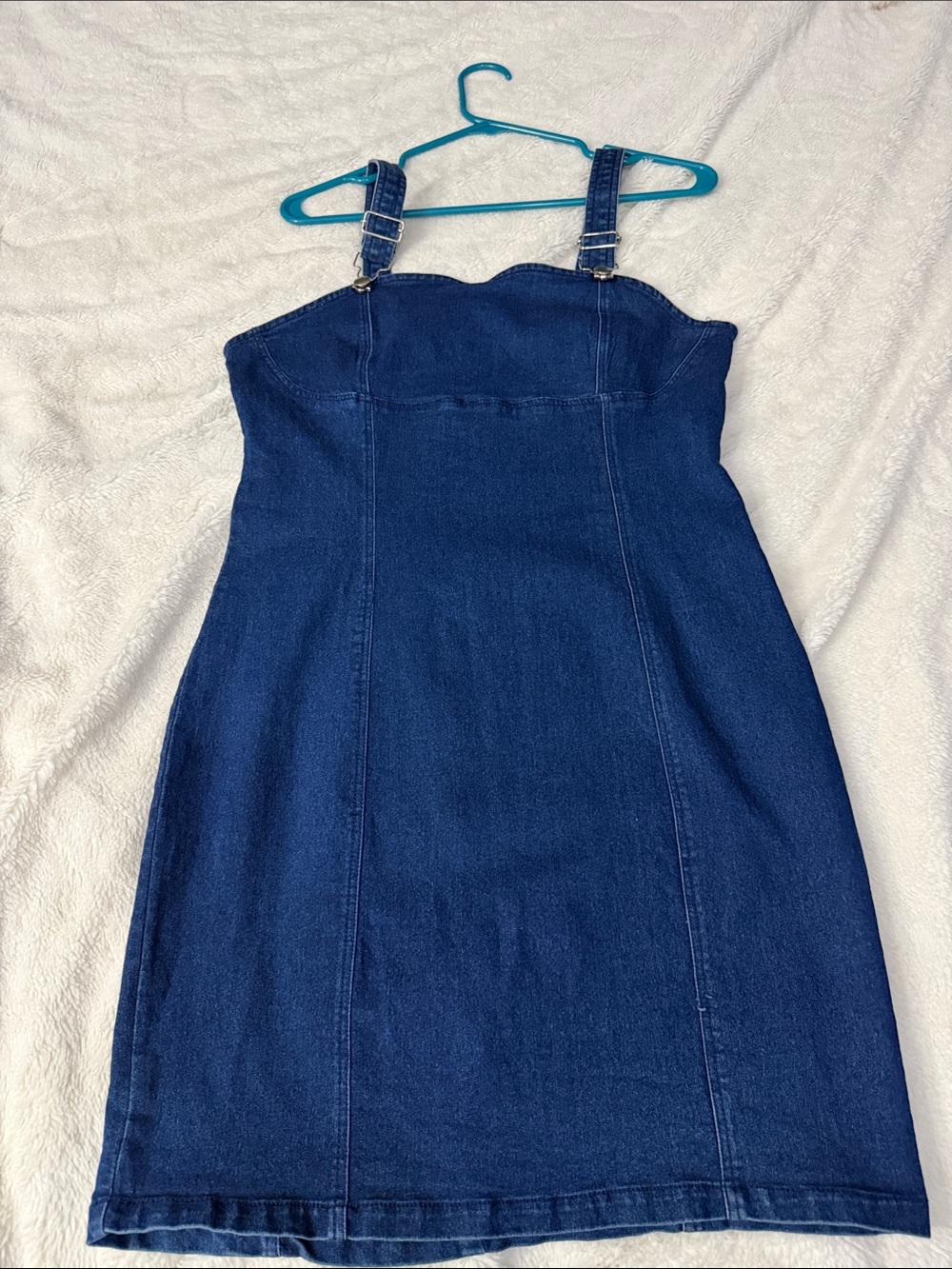 Derek Heart Dark Blue Denim Mini Pinafore Dress